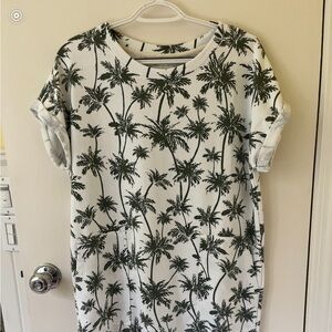 Lou & Grey Black and White Leaf Print Dress